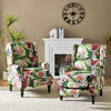 Modern Push-Back Plaid Recliner with Rolled Armrest, Tropical