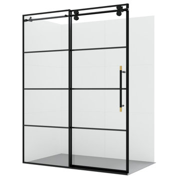 Losar Single Sliding Framed Shower Door, Matte Black, 60" W X 78"h