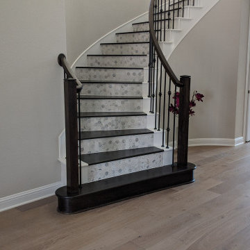 Curved Stairs With Wood And Tile