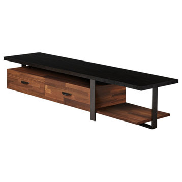 ACME Elling 2-Drawer Wooden TV Stand in Walnut and Black