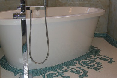Inspiration for a tropical bathroom remodel in Orange County