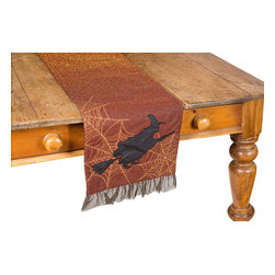 Xia Home Fashions - Witching Hour Halloween Table Runner, Dark Orange, 13"x36" - Table Runners
