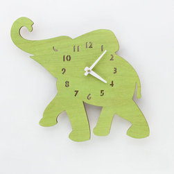 Green Elephant Children's Wall Clock - Kids Clocks