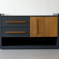 Basis Media Cabinet - Graphite Lacquer & Walnut - Entertainment Centers And Tv Stands