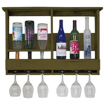 Farmhouse 6-Bottle Wine Shelf, Olive Green