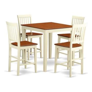 5-Piece Counter Height Table, Square Pub Table And 4 Kitchen Counter Chairs
