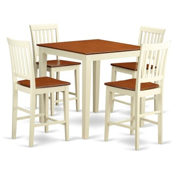 5-Piece Counter Height Table, Square Pub Table And 4 Kitchen Counter Chairs