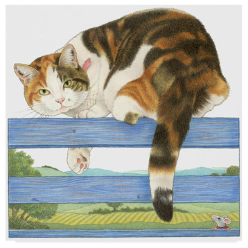 Francien Van Westering 'Orange And Black On Fence' Canvas Art, 18"x18"