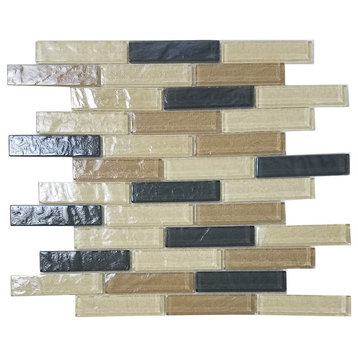 Geo 1 in x 4 in Textured Glass Linear Mosaic in Amazonia