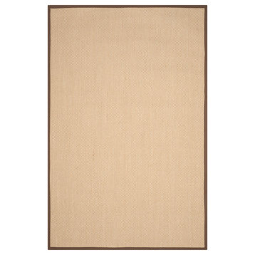 Safavieh Natural Fiber Collection NF141 Rug, Maize/Brown, 6' X 9'