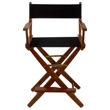 Wide 24" Director's Chair With Mission Oak Frame, Black Cover