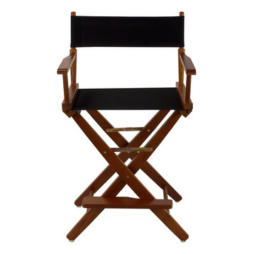 Wide 24" Director's Chair With Mission Oak Frame, Black Cover