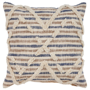 Textured Stripe Cotton Throw Pillow