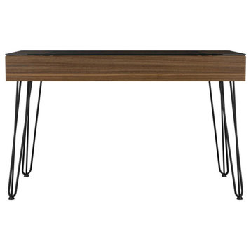 FM FURNITURE Kyoto 120 29-inch Tall Writing Desk with Hairpin Legs, Mahogany