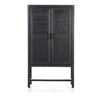 Winslow Tall Cabinet Black Rattan