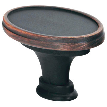 Oval style Brushed Oil-Rubbed Bronze Cabinet Knob 1-17/32" Length
