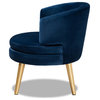 Baptiste Navy Blue Velvet Fabric Upholstered and Gold Wood Accent Chair