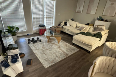 Example of a minimalist family room design in Miami