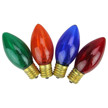 Set of 4 Incandescent C7 Transparent Multi Twinkle Replacement Bulbs
