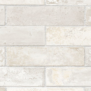 Brick Pattern Wallpaper, Light Gray, 1 Bolt