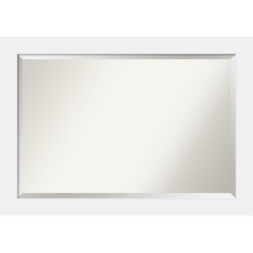 Corvino White Beveled Wood Bathroom Wall Mirror - 41 x 29 in.