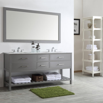 Florence Rectangular Bathroom/Vanity Framed Wall Mirror, Gray, 72"