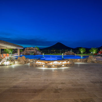 Natural Stone Freeform Pool + Perimeter Overflow Spa