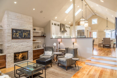 Trendy living room photo in Denver