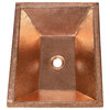 18" Rectangular Vessel Double Wall Hammered Copper Bathroom Sink, 17 Gauge