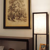 Kira Home Toro 63" Wood Floor Lamp, Shelves, Honey Beige Shade, 23W CFL Bulb