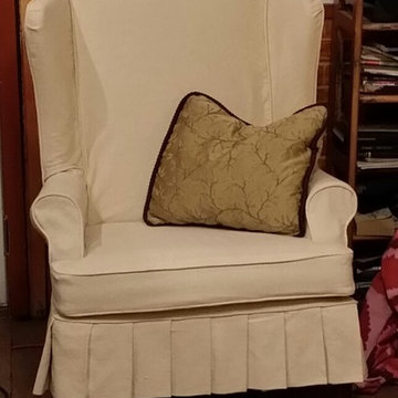 Custom Wing Back Pleated Slipcover by Slipcover Nola