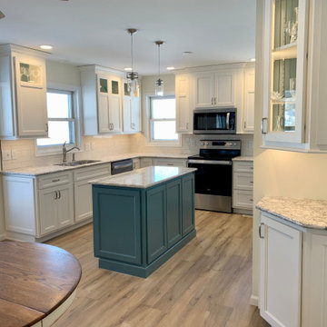 Lake House Kitchen With Ivory and Capri Blue Accents