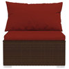 vidaXL Patio Lounge Set Outdoor Sectional Sofa Set 10 Piece Poly Rattan Brown