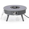 Leisuremod Walbrooke Patio Round Fire Pit Table With Aluminum Slats Frame, Gray