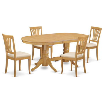 East West Furniture Vancouver 5-piece Wood Dining Room Set in Oak