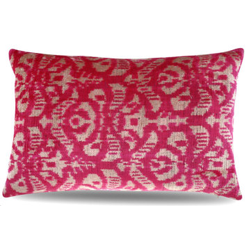 Canvello Pink Beige Geometric Throw Pillow Down Feather Filled 16"x24"