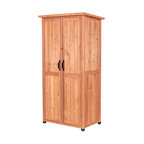 Leisure Season Wood Vertical Storage Shed in Medium Brown