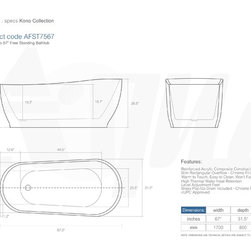 SPEC Aqua Kono 67" Free Standing Bathtub - Bathtubs