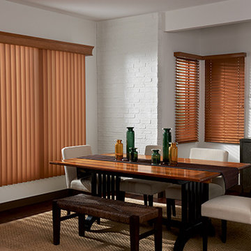 VERTICAL FAUX WOOD BLINDS - Graber Faux Vertical Wood Blinds Dining Room