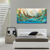 48" Teal Blue Green Seascape coastal wall decor Original Large Modern Painting