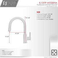 STYLISH Modern Single Handle Pull down Sprayer Kitchen Faucet in Gunmetal
