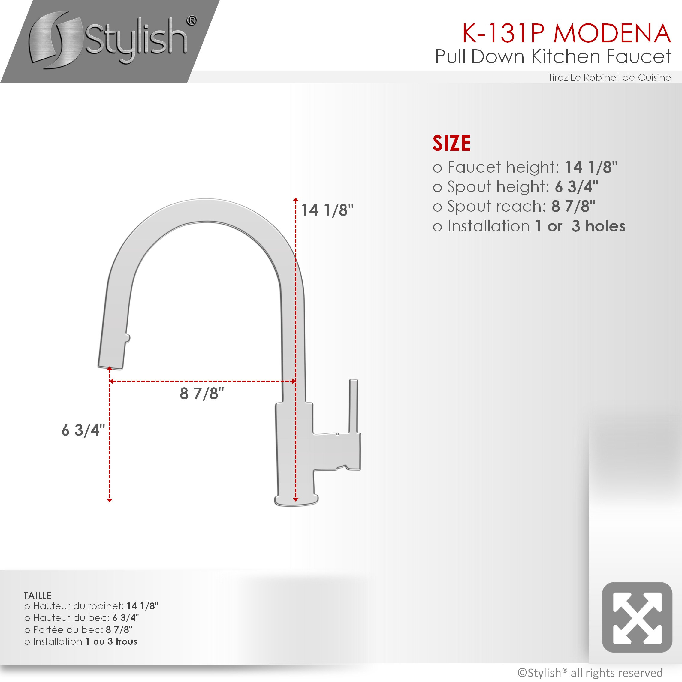 STYLISH Modern Single Handle Pull down Sprayer Kitchen Faucet in Gunmetal