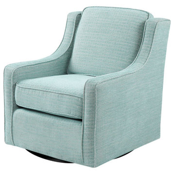 Madison Park Harris Transitional Patterned Swivel Lounge Chair, Aqua Blue
