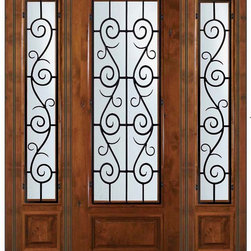 Prehung Sidelites Door 96 Alder St. Charles 3/4 Lite Wrought Iron - Front Doors