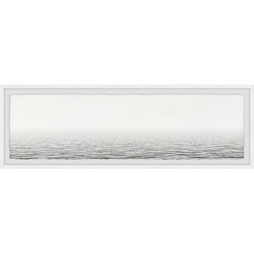 "White Panoramic Sea" Framed Painting Print, 30"x10"