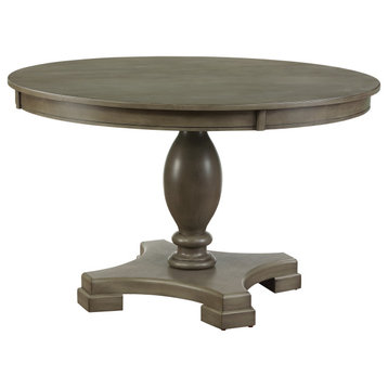 ACME Waylon Dining Table With Single Pedestal, Gray Oak