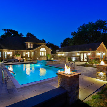 Prospect Heights Outdoor Living Project with Swimming Pool and Hot Tub
