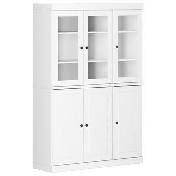 100% Solid Wood Modular 48.5"x71.5" With 2-Drawer Kit, Solid/Glass Doors, White