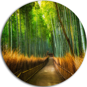 Arashiyama Bamboo Grove Japan, Forest Large Disc Metal Wall Art, 23"