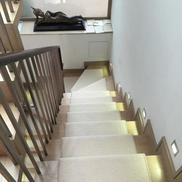 Installing White Carpet to Stairs as a Runner